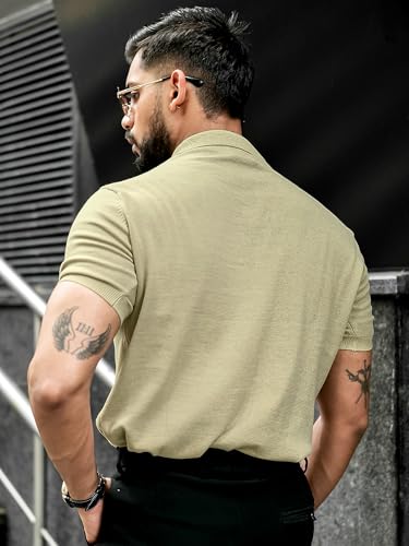 Image of Maniac || Mens || Solid Textured || Polo Neck || Half Sleeve || Cotton || Polo T-Shirt