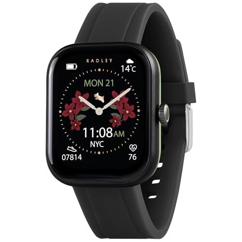 Reloj inteligente RADLEY Serie 55 con cómoda correa de silicona negra