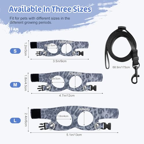 Pawaboo Haustiergeschirr, 3 Leder Bearded Dragon Eidechse Geschirr Hängematte Set Verstellbare Outdoor Harness Leine für Kleine Haustiere Eidechse Reptilien, Leopard Staubblau