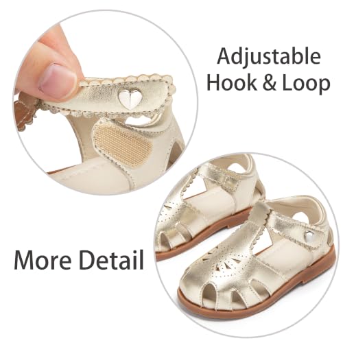 Image of ESTINE Toddler Girls Little Kids Close Toe Sandals - Flower Girl Dress Flats Summer Shoes