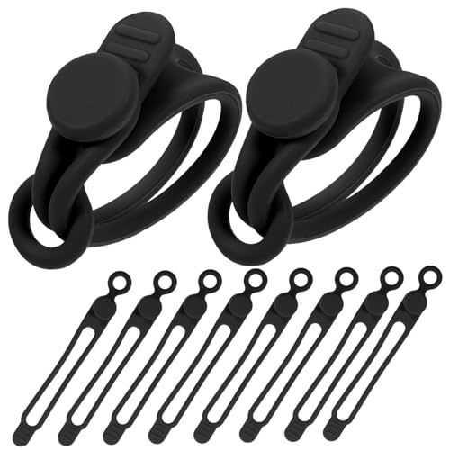 10 Pack de Correas de Silicona para Gestión de Cables para Cables de Alimentación Negro | Cintas de Cable Reutilizables, Uso en Oficina en Casa, Organizador para Cables de Datos, Set Compacto, Acabado Negro miniatura 1