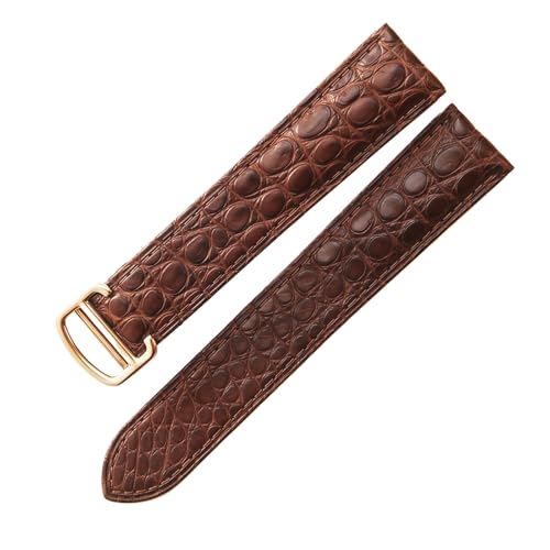 Bracelet montre cuir véritable 23mm anti-chute fermoir papillon pour Cartier Ballon Bleu