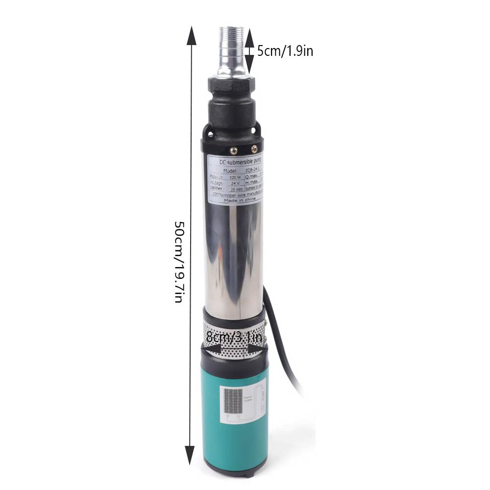Bomba solar para pozos profundos (24 V, 320 W, acero inoxidable, sumergible, bomba de agua, absorción de agua, bomba de agua, bomba de pozo, para fábricas, minas, operaciones, fuentes