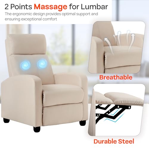 Sillón reclinable textil beige confortable miniatura 6