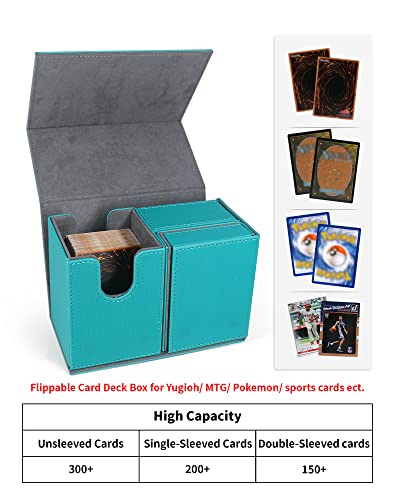 Zlca Card Deck Box For Yugioh Cards, Card Box Holder With Flip Trays Fits For 200+ Mtg Pokemon Sports Cards, Pu Leather Deck Case For Trading Cards Collector (Turquoise) #TOP2
