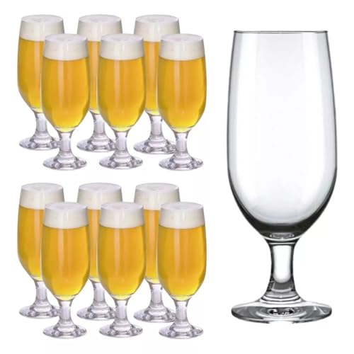 Kit 12 Taças de Cerveja/Chopp Floripa Nadir Figueiredo 300ml – Vidro Transparente, Ideal para Uso Diário e Festas