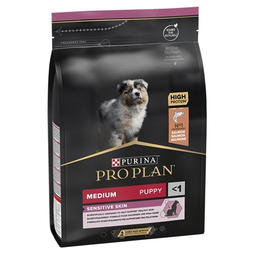 Pro Plan Medium Puppy Sensitive Skin, Welpenfutter trocken, reich an Lachs, 1er Pack (1 x 3 kg)