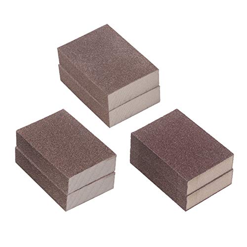 Juego de 6 esponjas de lijado reutilizables y lavables con grano 60, 120, 240, arena fina gruesa y media para metal, madera, muebles, hardware, coche, molienda en seco y húmedo, kit de herramientas de