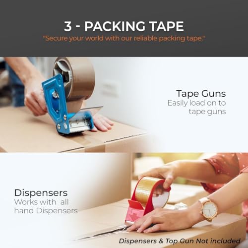 Stick Well Verpackungsklebeband, Industrie-Paketklebebandrollen, geräuscharm – 48 mm x 66 m, sicheres, braunes Klebeband für Kartonverpackungen, Umzugskartons, starkes Packband für Umzug (3 Rollen)