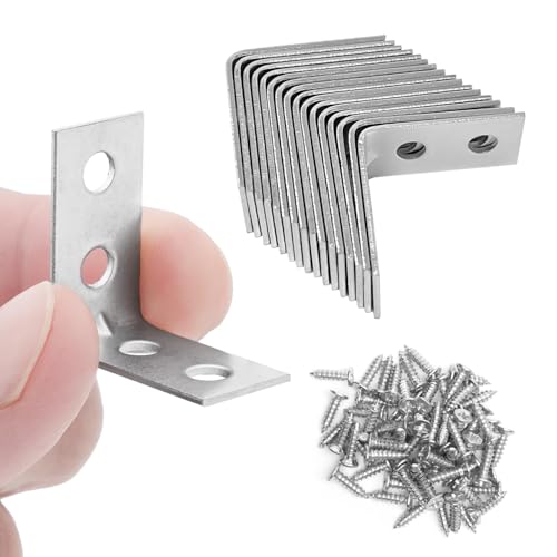 Angle Brackets for Wood Corner Bracket 16 Pcs Galvanised L Shaped Brackets for Fixing and Repairing Small Shelves Windows and Cabinets | 25mm x 25mm