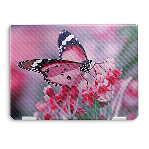 Image of MightySkins Carbon Fiber Skin Compatible with HP Spectre x360 14 inch (2022) Full Wrap Kit - Pink Monarch | Protective, Durable Textured Carbon Fiber Finish | Easy to Apply | Made in The USA