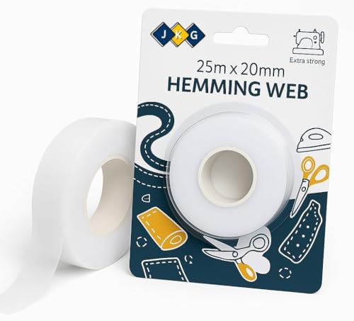 JKG 25 meters IRON ON HEMMING WEB TAPE - EXTRA STRONG - Perfect for Ironing Bonding Patching clothing Fabric fusing - School badges trousers etc - NO SEWING REQUIRED (25m x 2cm)