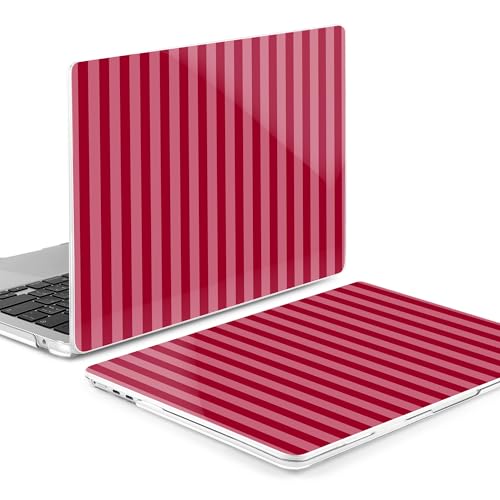 Image of MEEgoodo Case for M5 /M4 /M3 /M2 MacBook Air 13 inch 2026 2025 2024 2022, Fit Model A3449 /A3240 /A3113 /A2681, Case Compatible with MacBook Air 13.6-inch, Red&Pink Stripe
