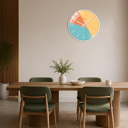 Image of Stylish Modern Wall Clock for Living Room Decor | Unique Analog Wall Watch for Bedroom, Kitchen, Office, Hall | Elegant Decorative Wall Clock for Home Interior, Wall Decoration (Teal Modern)