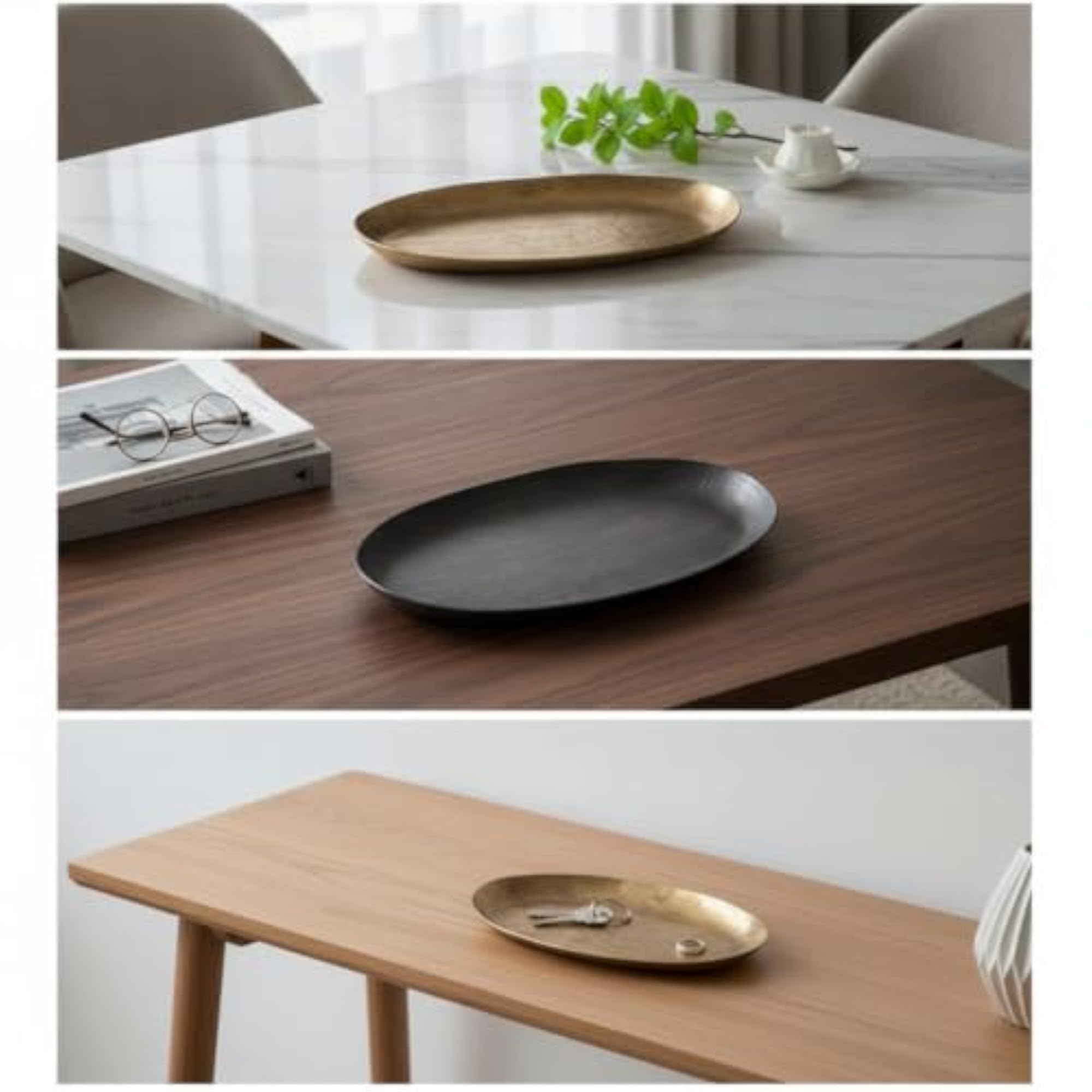 Artisanal Metal Tray with Textured Surface