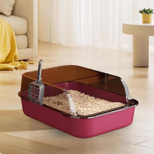 Caja de arena abierta para gatos con lados altos y diseño portátil miniatura 2