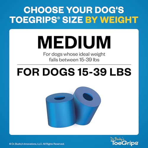 Dr Buzby's Medium ToeGrips for Dogs - Instant Traction on Wood/Hardwood Floors - Anti Slip Relief - Grippers for Senior Dogs - Stop Sliding Instantly - Rubber Nails for Paws - 1 Pack (20 Grips)
