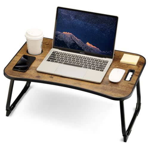 Image of ZEAPTAC Foldable Lap Desk, Bed Desk, Bed Table & Laptop Stand w /Cup Holder