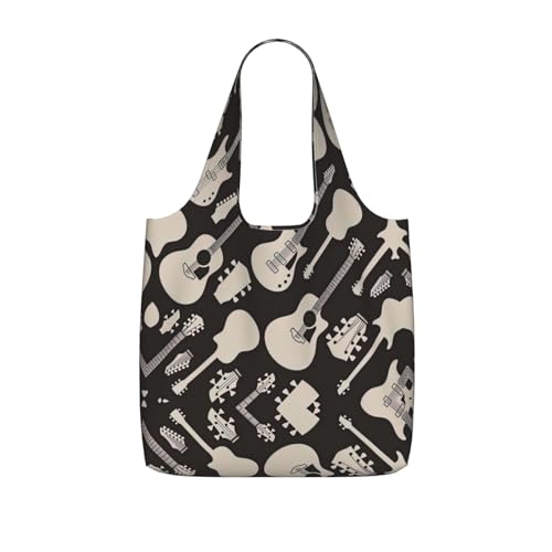 DIEzig Bolsa plegable con estampado de guitarra para compras, bolsa de comestibles reutilizable, bolsa de viaje compacta y ligera