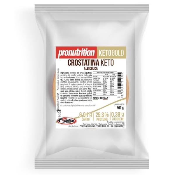 ProNutrition CROSTATINA KETO da 50g Ripiena ai ALBICOCCA - Dolcetto per una dieta keto, con solo 4,5 grammi di carboidrati e 0,18 gr di zuccheri a porzione (Box da 10 pezzi da 50g)