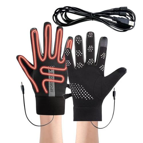 Guantes térmicos para hombre, calentador eléctrico alimentado por USB, 3 modos, ajustables, cálidos, para adultos, exteriores, clima frío, equitación, senderismo, escalada, pesca, conducción