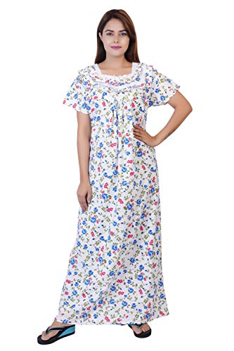 Image of Women's Cotton Block Print Knee Length Nighty