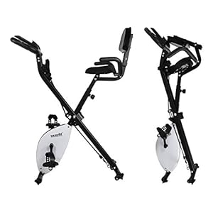 MAXOfit MF-30 X-Bike Fahrrad Heimtrainer, klappbar, Ergometer für zuhause mit Training Gummis, Puls Messung, Rückenlehne und verstellbarem Widerstand
