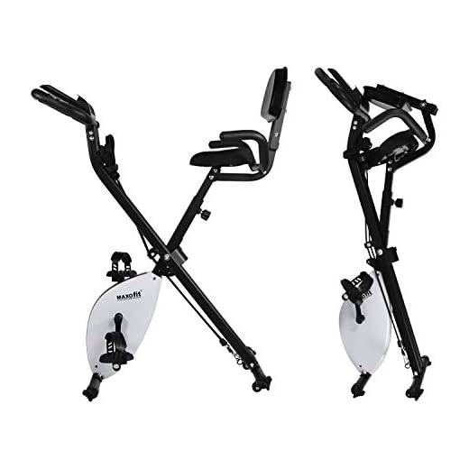 MAXOfit MF-30 X-Bike cykel motionscykel, vikbar, Ergometer för hemmabruk med träningsgummi, pulsmätning, ryggstöd och justerbart motstånd