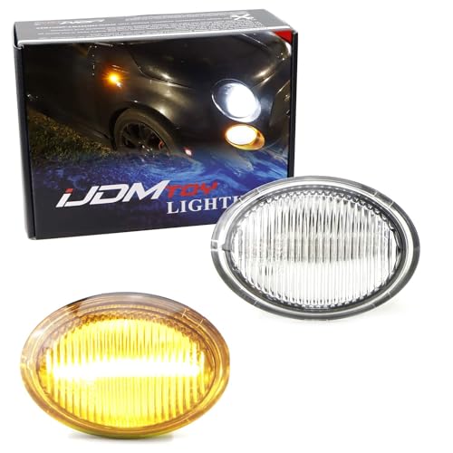 iJDMTOY Clear Lens Amber Full LED Fender Side Marker Light Kit Compatible With 2007-19 Fiat 500 500e 500c Abarth, Powered by 20-SMD LED, Replace OEM Sidemarker Lamps