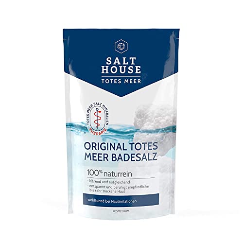 Salthouse Original Totes Meer Badesalz 500g - 100% naturreiner Badezusatz, wohltuend bei Hautirritationen, ideal für empfindliche & trockene Haut, Pflege bei Neurodermitis & Schuppenflechte