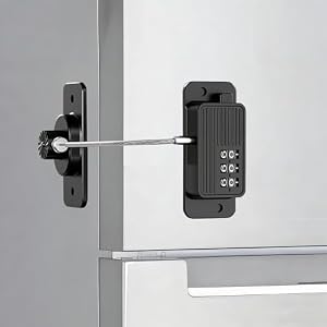 kclkda Fridge Lock, Fridge Locks for Children, 3-Digit Password Anti-Theft Child Safety Lock Strong Adhesive No Drill for Fridge Freezer Cabinet Drawers Oven Air Fryer & Windows Home Office Use, Black