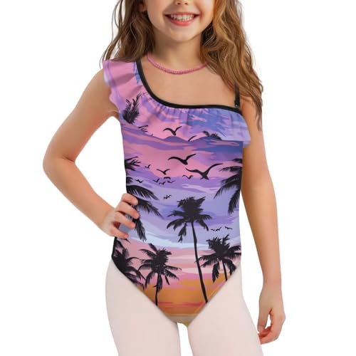 Image of Girls Swimsuit One Piece Ruffle Swimsuit Non-Slip Straps UPF 50+ for Girls Size 3-14 Years