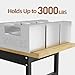 60'' Adjustable Workbench, Solid Wood Work Bench Table with Wheels and Power Outlet, Rolling Workbenchs with Drawers, Large Load Capacity Garage Workbench for Workshop,Office,Home