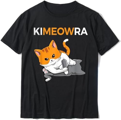 Kawaii Jiu Jitsu Kimura Cute Cat Graphic Tshirts Funny BJJ Tshirt Women Men Casual Short-Sleev Tops Summer Tee Ropa Hombre Black