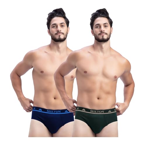 Image of Milton Mens Pure Cotton Solid Briefs|Soft Breathable Underwear for Men|Outer Elastic Comfort Fit Waistband|Skin-Friendly Essentials|Multi-Color, Color Name May Vary as per Availability|Pack of 2