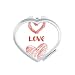 Love You Heart Red Quote Handwrite Mirror Heart Portable Hand Pocket Makeup