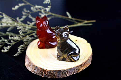 Carved Healing Crystals Gemstones Cat Figurine Statue Decoration 1.6 Inches (Mix 3Pcs) #TOP3