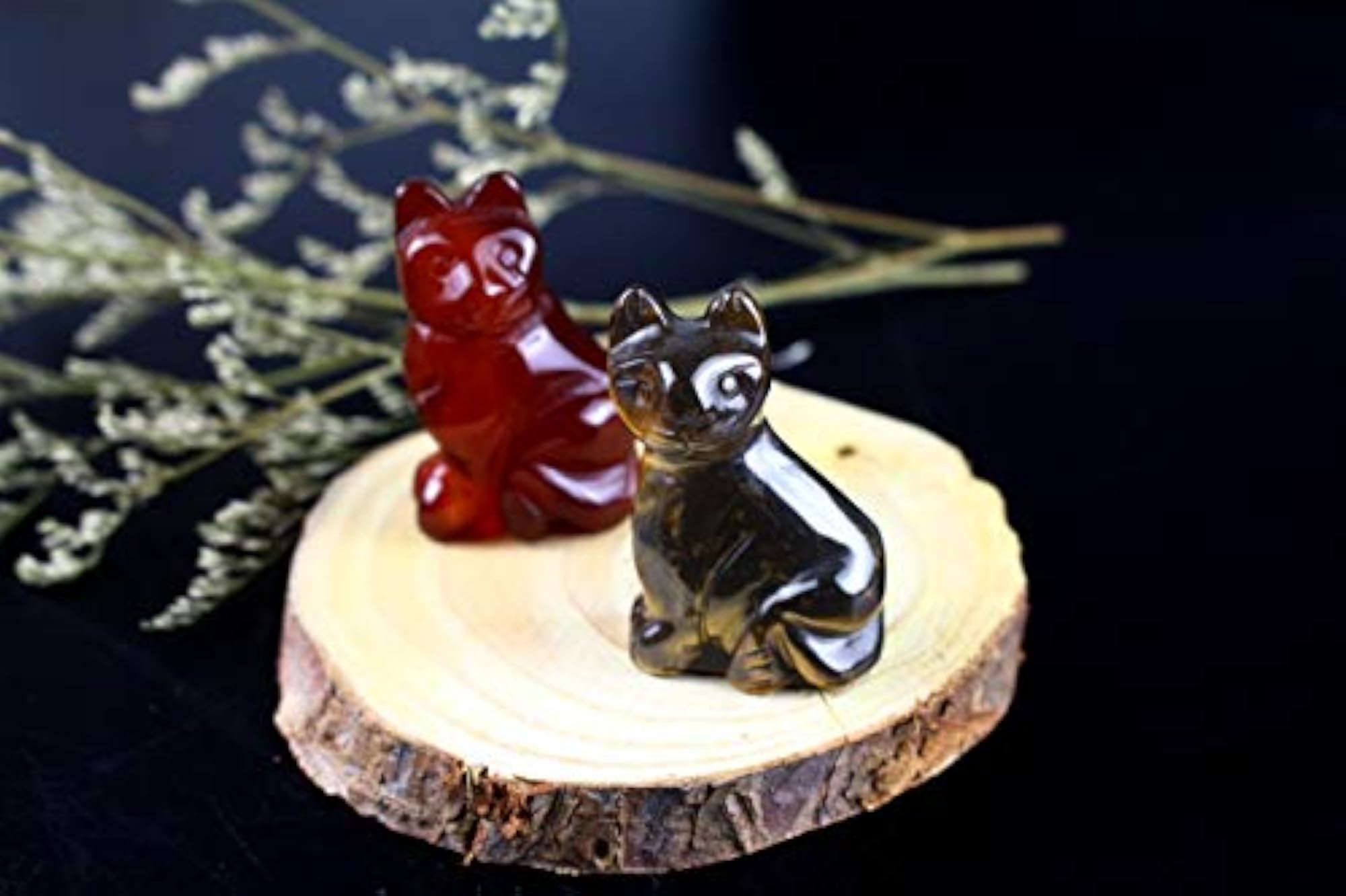 Carved Healing Crystals Gemstones Cat Figurine Statue
