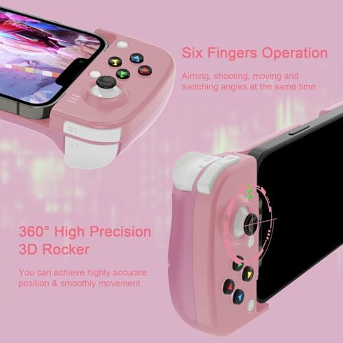 Joso Wireless Controller for Android, iPhone, Bluetooth Gamepad Joysticks for Samsung Galaxy 22/21/20, iPhone 14/14 Plus/14 Pro/14 Pro Max/13 Pro Max, COD Mobile, APEX, Genshin Impact - Direct Play - 4