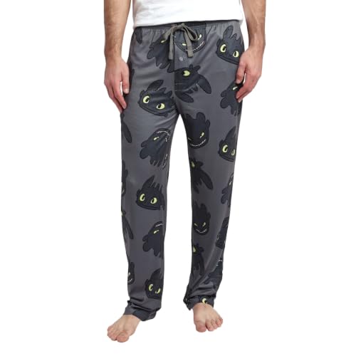 Bioworld How To Train Your Dragon Toothless All-Over Print Mens Sleep Pajama Pants -Medium