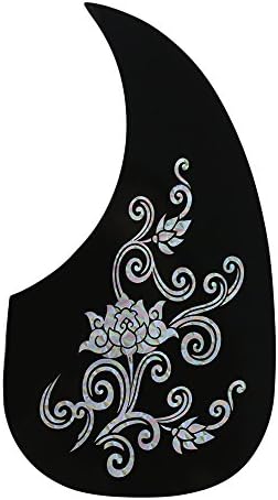 BQLZR Black Anti-Scratch Pickguard Guard Plate Rose Pattern for Acoustic Guitar