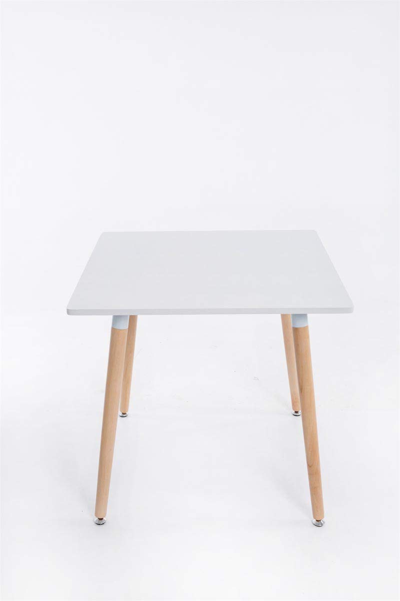 CLP Tavolo Bianco Quadrato Bente In Legno I Tavolo Da Pranzo Design Scandinavo Con Piedini Antigraffio 80 x 80 CM, Colore:natura