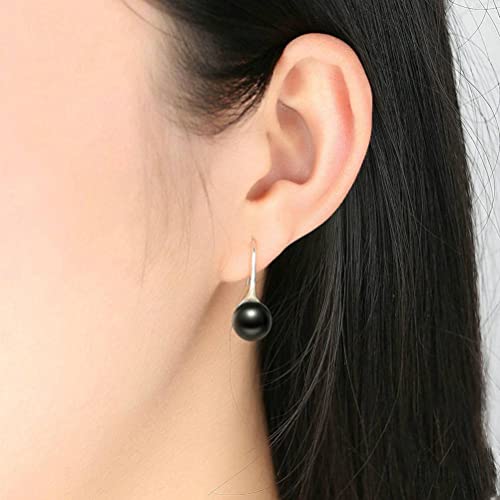 Boucles d'oreilles perles noires de qualité en argent 925