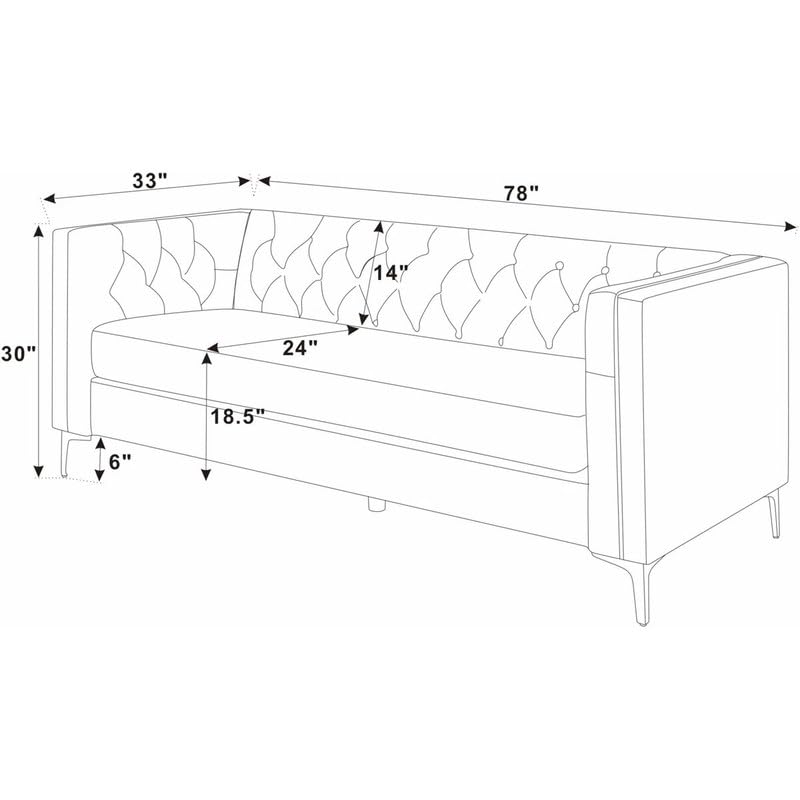 Image of Devonaire Modern Tufted Design Sofa 3 Seater | Loveseat with Armrest, Metal Legs - Beige Living Room Sofa
