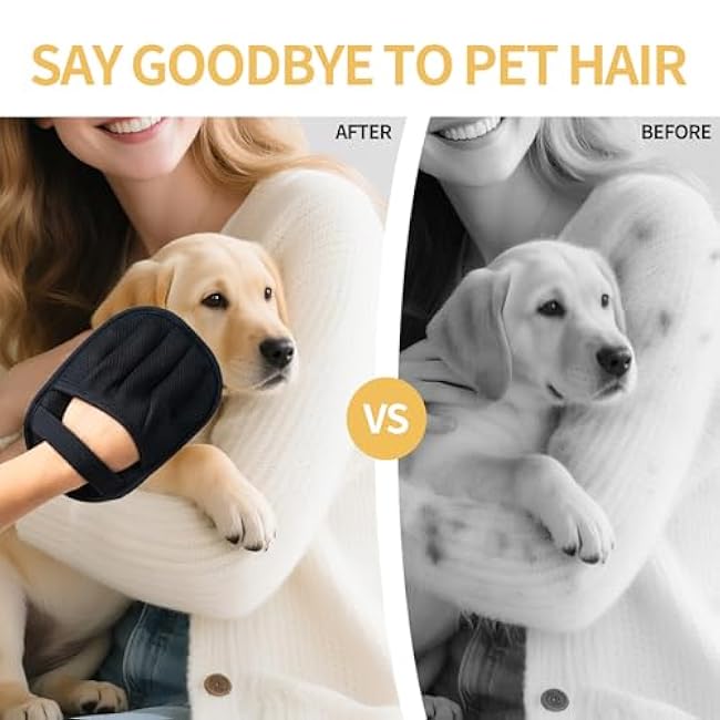 Pet Hair Removal Glove, Cats Dogs Grooming Gloves Pet Hair Removal Tool, 2025 Upgrade Reusable Pet Hair Remover Glove£¨1 Pet Grooming Glove & 1 Cleaning Glove£©-7WxwaZRi