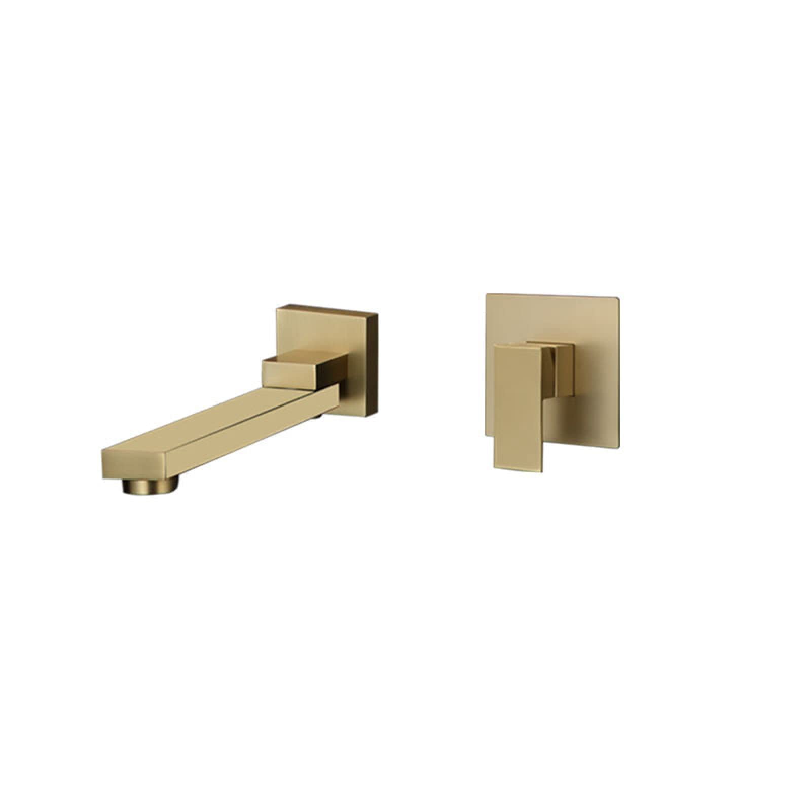 Grifería Para Lavabo Grifo Monomando De Pared Para Lavabo Empotrado Bimando Frío Y Caliente Con Giro Dorado