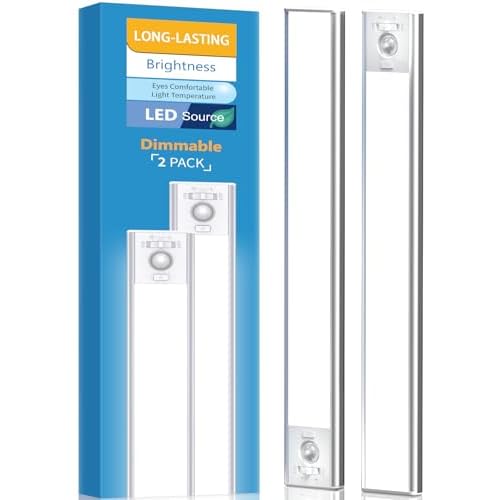 Under Cabinet Lighting, LED Motion Sensor Light Indoor, 2200mAh USB Rechargeable Closet Lights Battery Operated, Stick On Magnetic Wireless Dimmable Under Counter Lights for Kitchen Stair