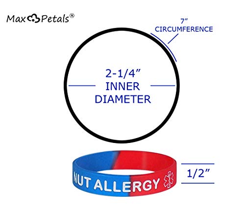NUT ALLERGY Silicone Wristbands - 2-Tone Assortment Small Size (7 inches) 5 Pack2