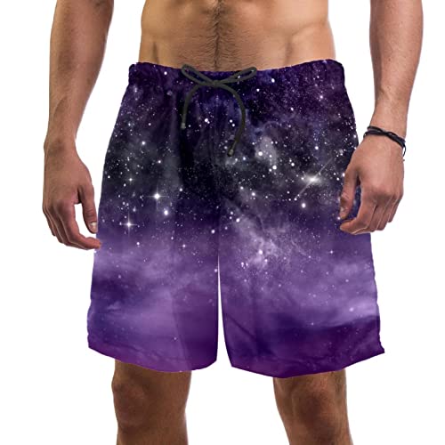 Maillots de bain pour hommes HadHfun violet ciel étoilé short de plage