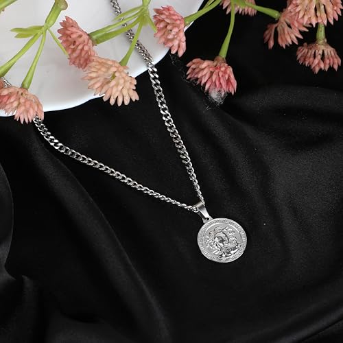 Image of Fashion Frill Chain Necklace For Men Stainless Steel Medusa Pendant Necklace Mythology Ancient Symbol Necklace Chain Pendant For Men Boys Jewellery